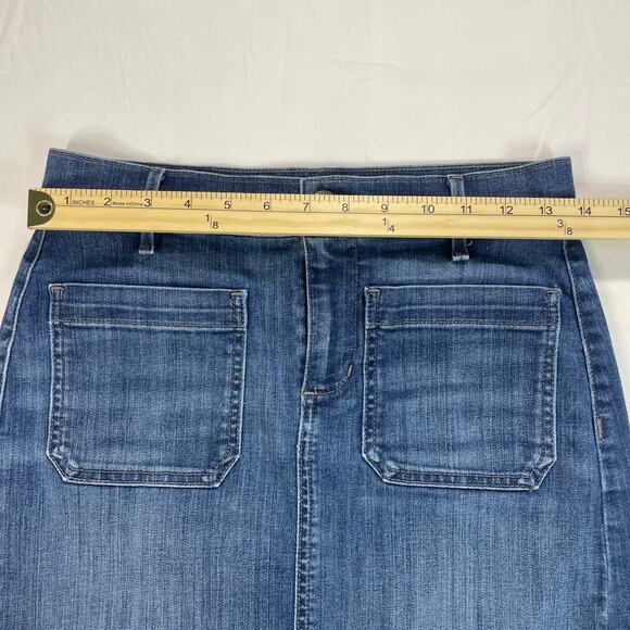 Ann Taylor Loft womens Knee Length Stretch Denim Jean Pencil Midi Skirt Size 4 - Picture 6 of 7